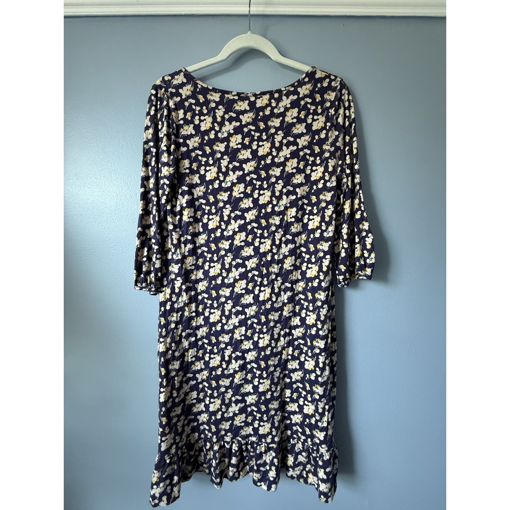 Boden Deep Purple Floral Dress Midi Ruffle Button Closure Size 10L 100% Viscose - Picture 8 of 8